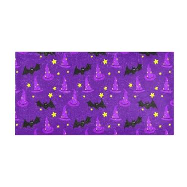 Imagem de Burbuja Tapete de corredor roxo chapéus de bruxa de pelúcia antiderrapante tapete de borracha para corredor, quarto, sala de estar, decoração de entrada, lavável na máquina, 51 x 99 cm