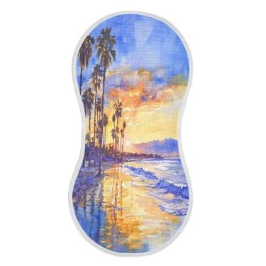 Imagem de xigua Conjunto de 4 panos para arrotos de musselina de praia em aquarela, super macios e absorventes, roupas de arroto de algodão, presente de chá para recém-nascidos, bebês meninas e meninos