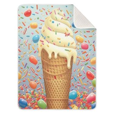Imagem de xigua Cobertor de bebê de sorvete, cobertor de algodão para bebês, cobertor leve e macio para berço, carrinho de bebê, cobertores de berçário, 76 x 101 cm