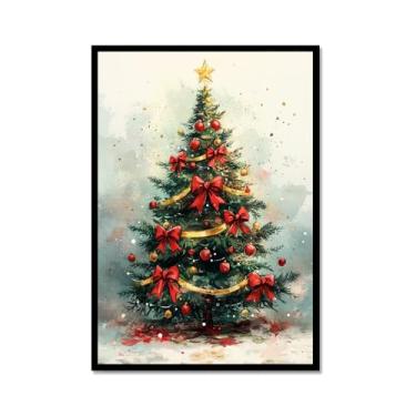 Imagem de Vintage Natal Papai Noel árvore de Natal boneco de neve impressões pintura em tela cenário de inverno imagens de arte de parede para sala de estar decoração de casa (SKU2, 20.3x30.5 cm = (20x30 cm