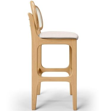 Imagem de Kit 06 Banquetas Altas Para Cozinha Bancada Sala Tela Betta Fixa L02 Linho Cru - Lyam