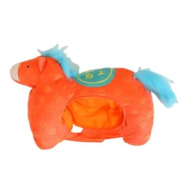 Imagem de YIJU Chapéu de pelúcia em formato de cavalo para a cabeça, ideal para festas, festivais, baladas e cosplay, Laranja