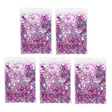 Imagem de SIWOTED 8mm Rosa Confetti Party Glitter Lantejoulas Decorações de mesa para enfeites de batismo de meninas (Carta)