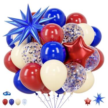 Imagem de Balões de beisebol, azul marinho, vermelho, branco, confetes de 30 cm, 37 peças, balão de estrela, tema esportivo, festa para meninos, homens, chá de bebê, decoração de festa de aniversário