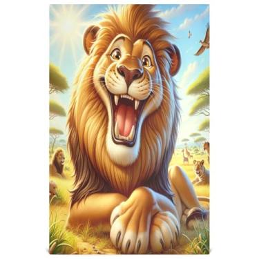 Imagem de Joisal Engraçado leão africano bonito toalhas de prato de inverno para cozinha toalhas de chá fofas panos de prato panos de prato absorventes de banheiro 45 x 71 cm, 6 pacotes