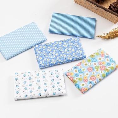 Imagem de 5 peças de tecido de algodão quadrado impresso 25 cm x 25 cm costura acolchoado diferentes padrões conjuntos de patchwork para artesanato de costura DIY