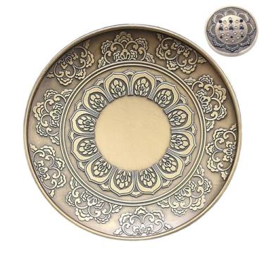 Imagem de Porta-incenso de metal flor de lótus – Queimador de incenso elegante de 9 furos para aromaterapia, meditação e decoração de casa