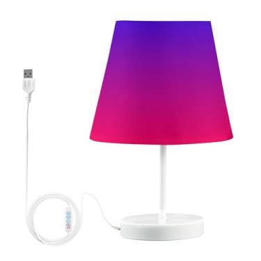 Imagem de Joisal Abajur de mesa de cabeceira roxo rosa gradiente leve abajur de mesa LED, lâmpada estética, decoração para quarto