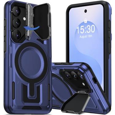 Imagem de iMangoo Capa magnética para Samsung Galaxy S25 Plus com capa de câmera como suporte compatível com MagSafe Capa protetora resistente anti-queda resistente à prova de choque para S25 Plus 6,7 polegadas