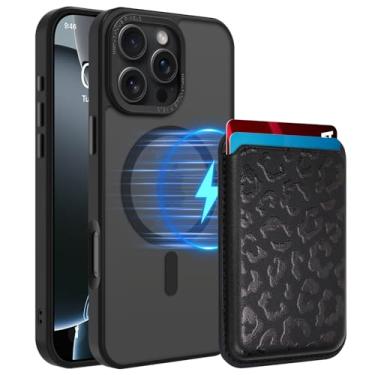 Imagem de MOWIME Capa magnética para iPhone 16 Pro Max [compatível com Magsafe] [com carteira e porta-cartão] [linda estampa de guepardo] Capa fosca translúcida fina para iPhone 16 Pro Max 6,9 polegadas 2024