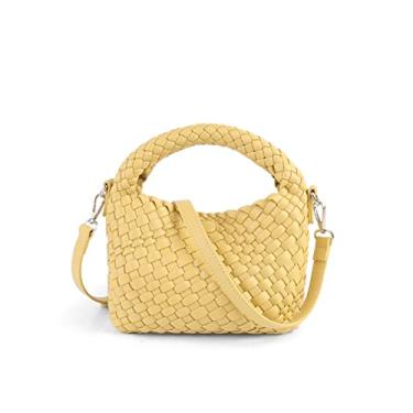 Imagem de Bolsa feminina de tecido pequena transversal, bolsa acolchoada de tecido com alça removível, Yellow