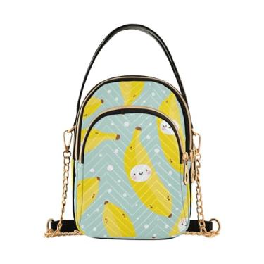 Imagem de Joisal Bolsas tiracolo antifurto Brown Horse para mulheres, bolsas de verão bolsas carteiro modernas, Linda estampa de banana, 15*21*8cm