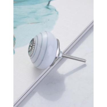 Imagem de 1 PÇ Puxadores de Cerâmica Simplicidade Nórdica Puxadores de Gaveta Puxadores de Porta de Armário Único Furo Bonito Puxador de Armário Superior Puxador para Móveis (Azul)