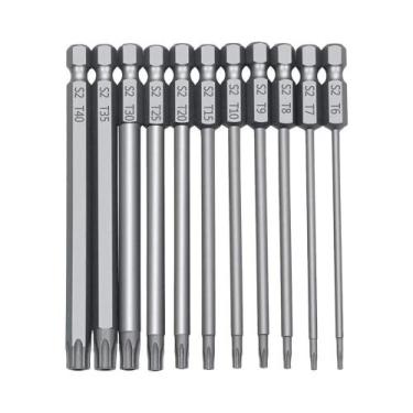 Imagem de Conjunto De 11 Peças De Bits Magnéticos Torx Em Aço S2 T6-T40 Para Cha