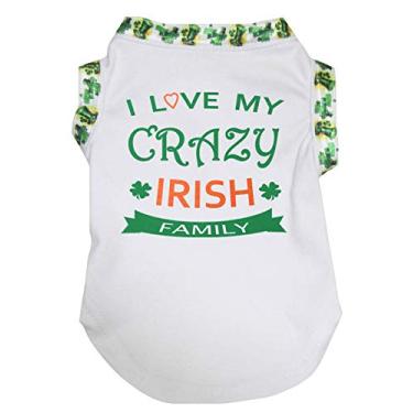 Imagem de Petitebella Camiseta para cachorro I Love My Crazy Irish Family (branca, pequena)