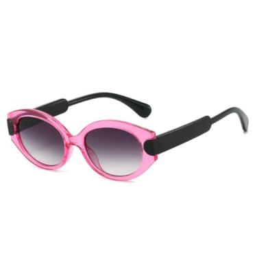 Imagem de HCPIHF Óculos de sol femininos retrô com gradiente, armação luxuosa de duas cores, masculino, UV400 (rosa chá)