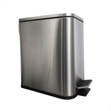 Imagem de Lixeira Inox Retangular 5 Litros Cromada Fechamento Suave - WINEY