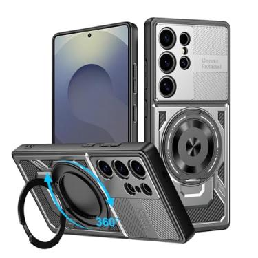 Imagem de Capa para Samsung Galaxy S25 Ultra 5G, Gase de telefone para Samsung S25 Ultra com Mag-Safe, capa protetora híbrida de proteção militar TPU com suporte de anel de metal de 360°, capa S25 Ultra à prova