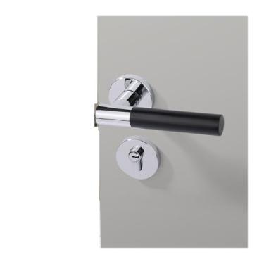 Imagem de Fechadura de porta interior porta quarto maçaneta de porta banheiro bronze porta de madeira fechadura dividida silenciosa casa (preto cromado brilhante)