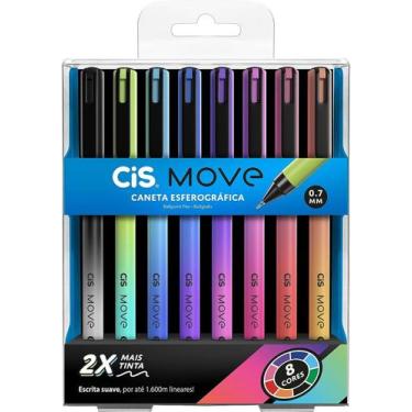 Imagem de Estojo Caneta Esferográfica Move 0.7mm 8 Cores Cis