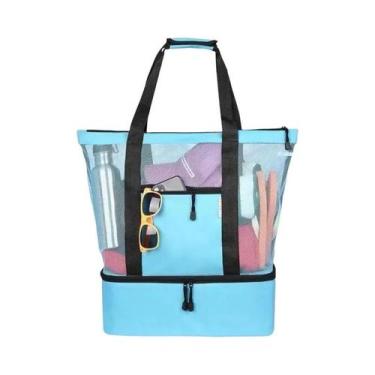 Imagem de Bolsa De Praia Feminina Impermeável Em Malha Transparente De Dupla Cam