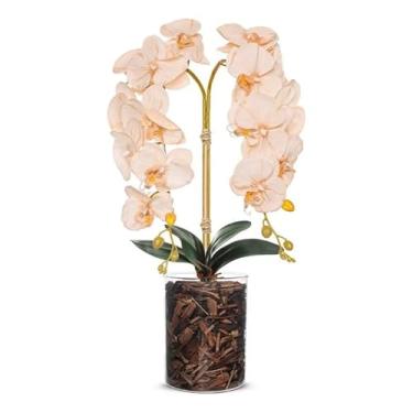 Imagem de Vaso flor artificial e Arranjo flores artificiais com vaso grande para decoração Liz (Nude)