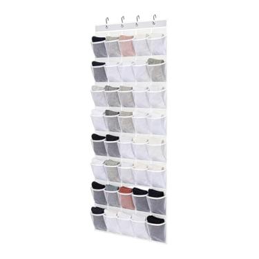 Imagem de Organizador de Sapatos Para Porta,Armazenamento Com 40 Bolsos E Ganchos | Suporte de Sapatos de Grande Capacidade para Porta,Para Quarto Casa de Banho Berçário Apartamento Sapatilhas