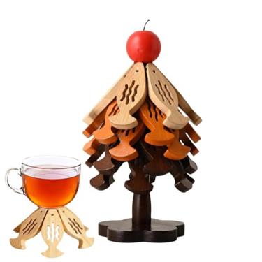 Imagem de Descansos De Panela Em Forma De Árvore De Natal,5 Peças Porte-copos de Mesa Dobráveis | Design de Peixe para Pratos e Panelas Quentes,Para Cozinha Mesa Natal Panelas