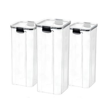 Imagem de Kit 3 Pote Hermético 2,15L Organizador Empilhavel Mantimentos Com Lacre Vedação