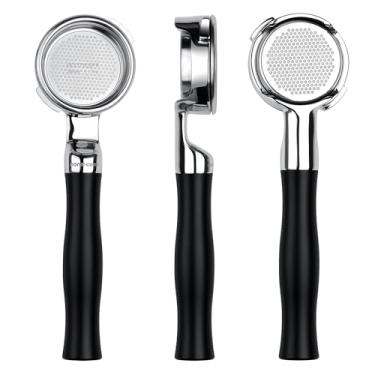 Imagem de Normcore Filtro de porta plano sem fundo de 51 mm com cesta de 18 g, filtro portátil sem fundo com alumínio anodizado preto, serve para máquinas Delonghi Dedica EC680 e EC685