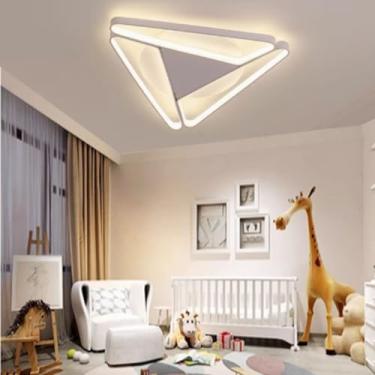 Imagem de Luminária de teto LED monocromática 50W, 4000LM/80W, 6400LM, quadrada, em acrílico, alumínio e estrutura de ferro, ideal para corredores, varandas e salas de jantar. Formato triangular (bran