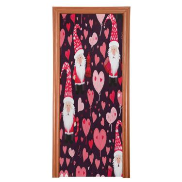 Imagem de ATTX Capa de porta frontal de gnomo corações vermelhos - decoração de férias de tecido elástico lavável para festas, casa, decoração de porta da frente, 32 x 79 polegadas (160)