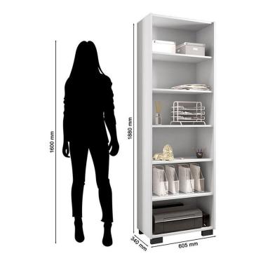 Imagem de Mesa Para Computador Gávea Com Gaveta E Livreiro Office Branco Trama - Móveis Leão