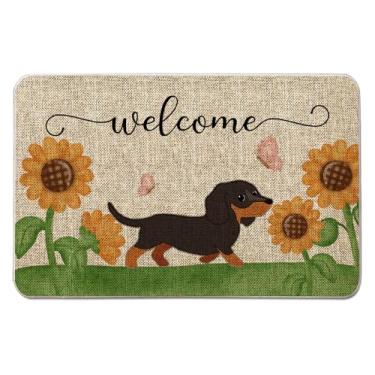 Imagem de QIONG MENG Tapete de porta de primavera, tapete de boas-vindas de dachshund, tapete de entrada de primavera, casa de fazenda, casa, cozinha, decoração de cães, capachachs, 43 x 68 cm
