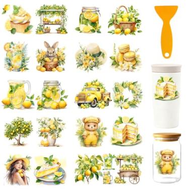 Imagem de GOMAKERER 20 peças de adesivos de transferência DTF UV animal limão, 10 x 23 cm, adesivos de transferência DTF UV de limão, à prova d'água, decalques de transferência para garrafas de vidro de 473 ml