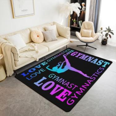 Imagem de Love Gymnastics Tapetes de sala de estar para dançarinos conjunto de tapetes de realce azul roxo tapete de área 3x5 balé interior decoração exercícios de chão antiderrapante tapete corredor atletismo
