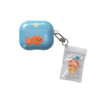 Imagem de GUAYQAT Capa de fone de ouvido para Airpods 4, linda capa protetora de TPU estilo padrão de peixe, compatível com AirPods 4ª geração para meninas, meninos, mulheres e homens (um peixe)