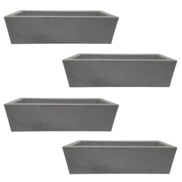 Imagem de Kit 4 Jardineiras de Planta Cinza 37x15 Floreira Polietileno - Alpe & 