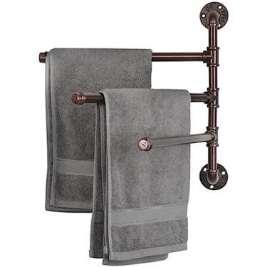 Imagem de HHHJQFAAT Suporte de toalha retrô industrial simples, toalheiro de cachimbo de água criativo 3 camadas giratório para banheiro, cozinha, economia de espaço e fácil de instalar