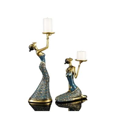 Imagem de Castiçal nórdico para decoração de castiçal de mesa, decoração retrô, castiçal adequado para sala de estar, cozinha, sala de jantar, vela, mesa (A)