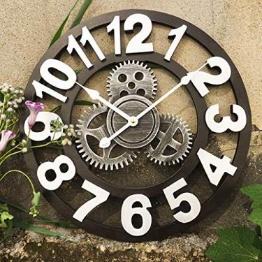 Imagem de Relógio de parede, esqueleto romano de metal, relógio de parede grande com numerais, relógio de parede vintage de metal, relógio decorativo de ferro silencioso com numerais romanos para sala de estar