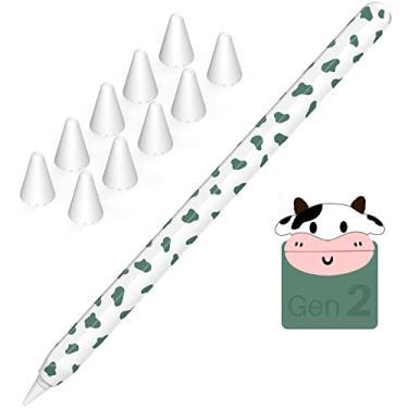Imagem de NIUTRENDZ Capa com estampa de vaca para Apple Pencil 2ª geração capa protetora de silicone acessórios compatíveis com Apple Pencil 2ª geração (verde)