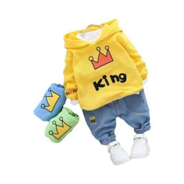 Imagem de Conjunto De Roupa Infantil Para Menino Com Suéter De Algodão Com Capuz