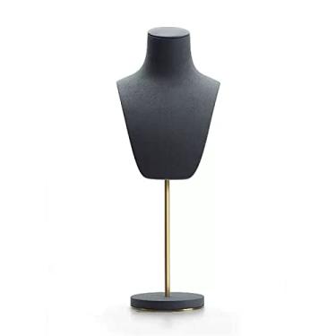 Imagem de x3anggyt5 Elegante suporte de colar de veludo, suporte de busto de joia de corrente pingente, suportes de manequim e expositores para organizador (cinza)