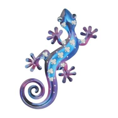 Imagem de Baoblaze Enfeite de parede em metal com lagartixa, decoração moderna para casa, peça decorativa 2D para sala de estar, restaurante, pátio ou jardim, Roxo