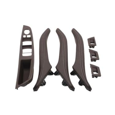 Imagem de 7 pçs motorista da mão esquerda lhd interior do carro esquerda direita puxador da porta de couro conjunto conjunto Compatível com bmw série 5 f10 f11 523i 525i 528i(A Moka-7PCS)