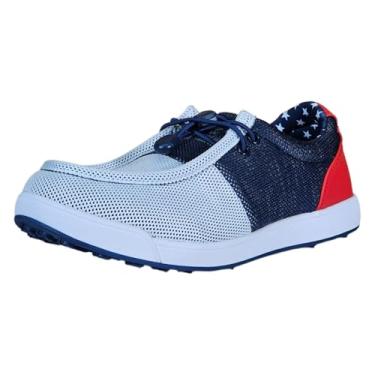 Imagem de SKONI Tênis de golfe masculino, Branco/vermelho/azul., 46