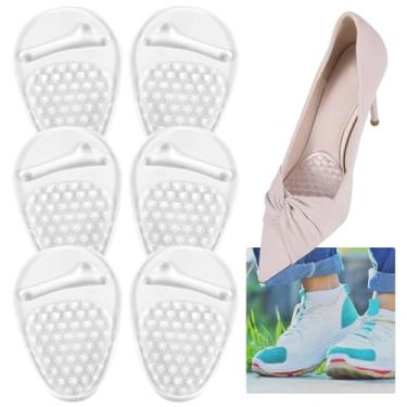 Imagem de 3 pares de almofadas para os pés, almofadas adesivas de silicone para antepé, suporte antiderrapante para mulheres e homens, almofadas de pé para caminhada, exercício para a maioria dos sapatos de