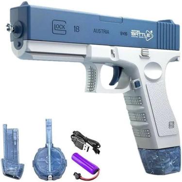 Imagem de Arma De Agua Elétrica Automática 2 Pente Carregável - Azul