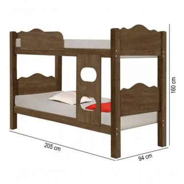 Imagem de Beliche Sevilha Mocaccino 100% Mdf E Estrado 100% Madeira Vira 2 Camas Solteiro Carmolar